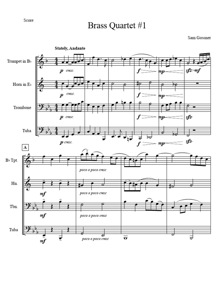 Brass Quartet #1 - Partition de Sam Gossner | PDF | Cuivres (musique)