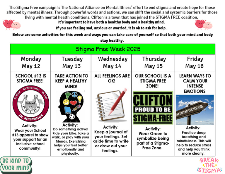 Stigma Free Week 2025 Activities Guide | PDF | Social Stigma | Feeling