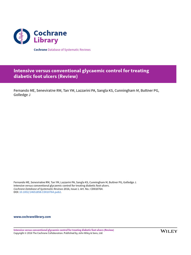 Glycaemic Control for Diabetic Foot Ulcers | PDF | Diabetes Management ...