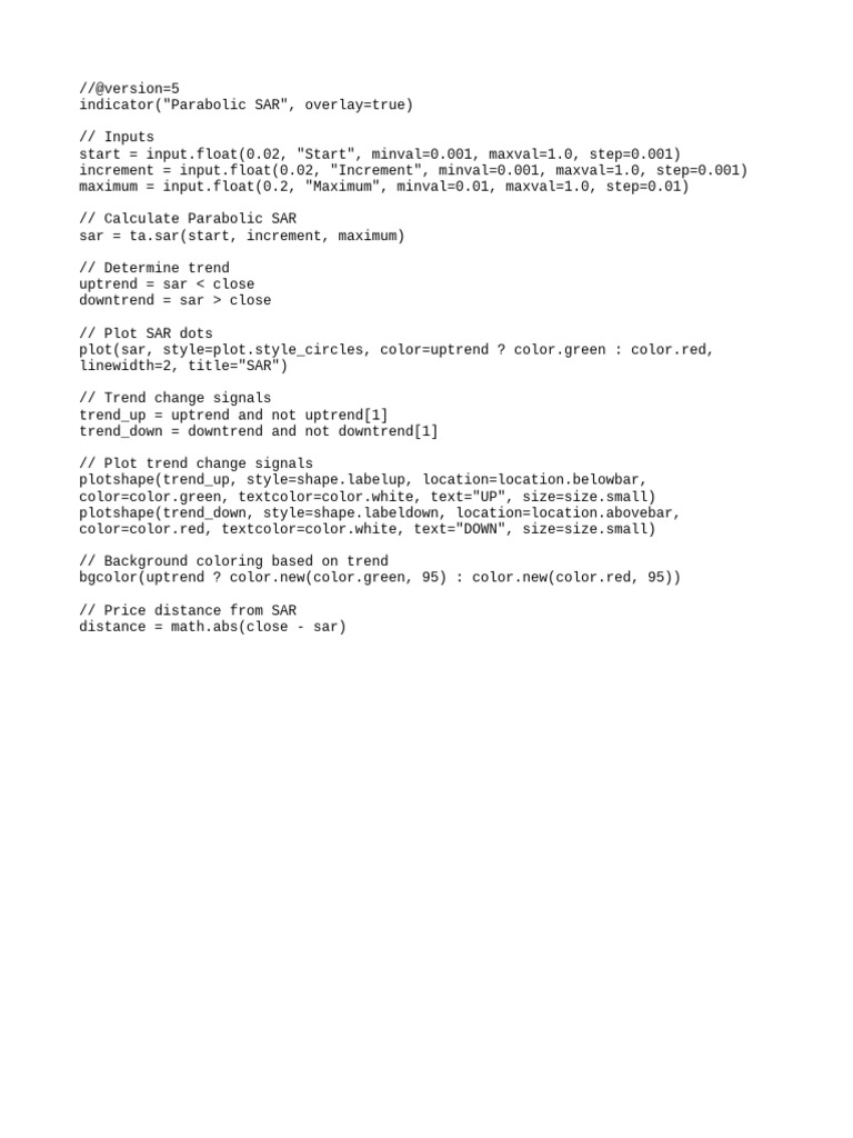 Parabolic SAR Pine Script Implementation | PDF