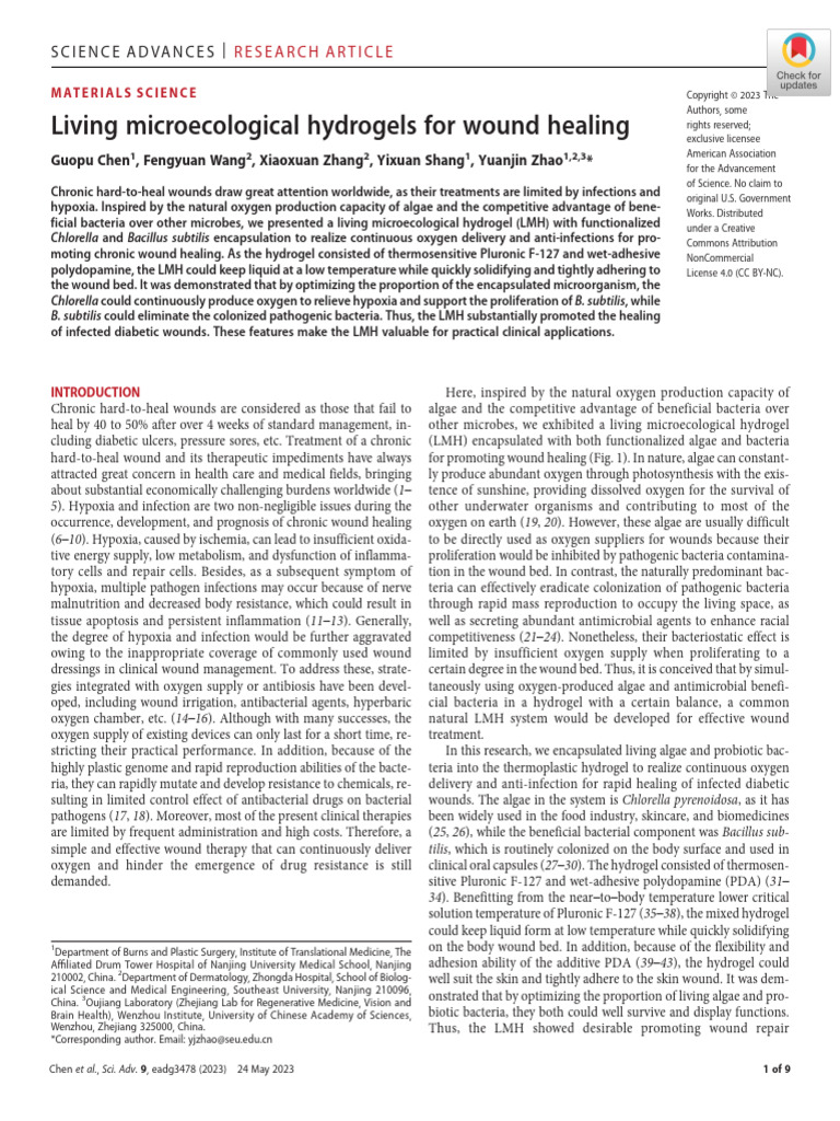 Living Hydrogels for Chronic Wound Healing | PDF | Wound Healing | Wound