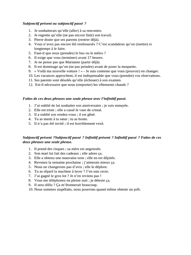 Subjonctif et Infinitif en Français | PDF