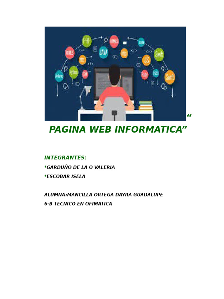 Pagina Web Informatica - Reporte de Practica 8 | PDF