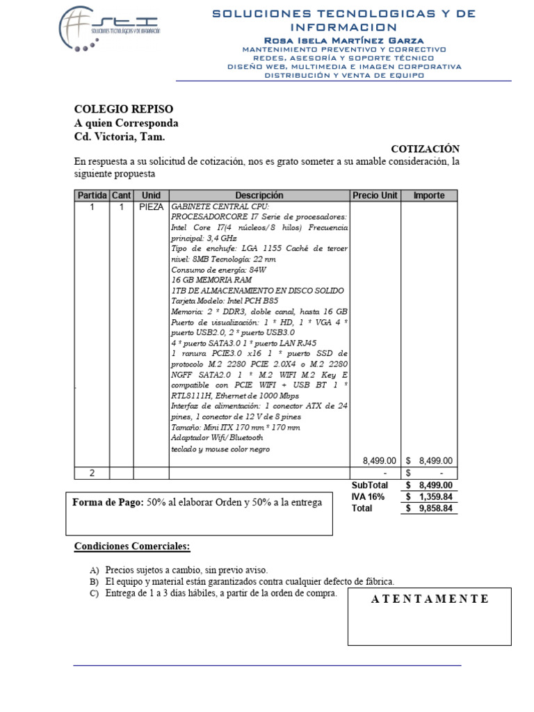 Cotización de Equipos y Servicios IT | PDF | Hardware de la computadora ...