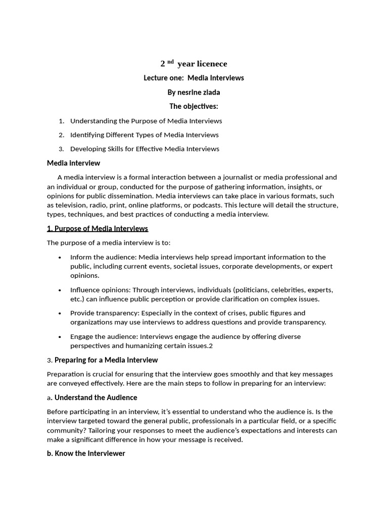 Media Interview Preparation Guide | PDF | Interview | Information