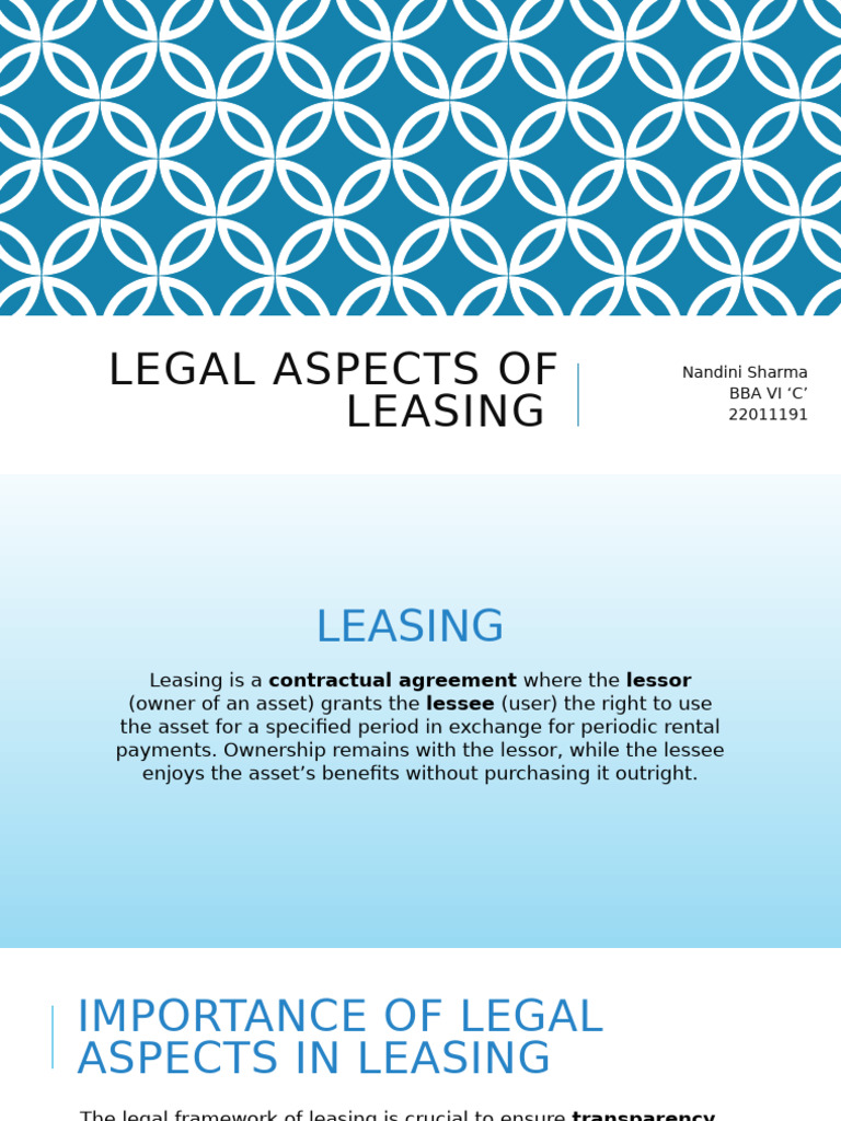Legal Aspects of Leasing | PDF | Lease | Property Law