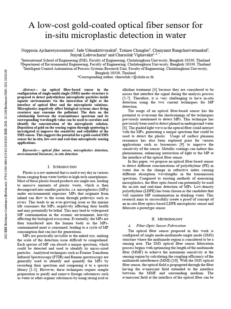 Gold-Coated Fiber Sensor for Microplastics | PDF | Optical Fiber ...