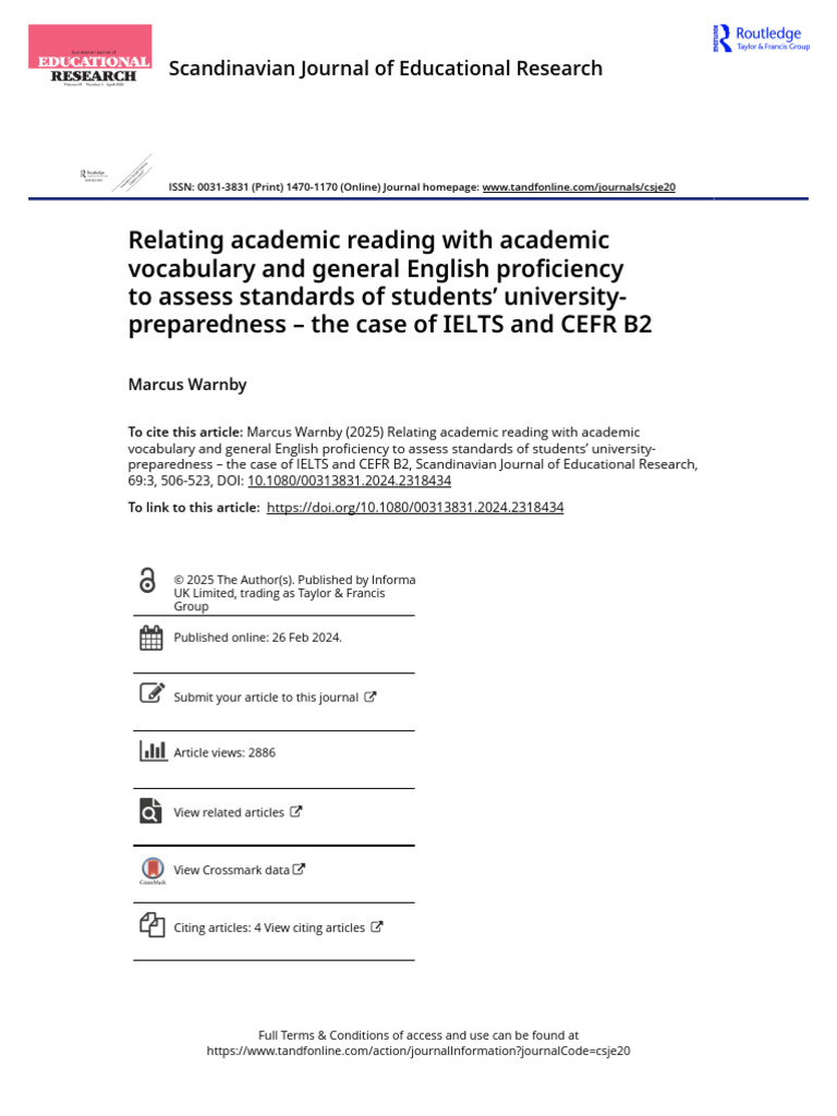 Relating Academic Reading With Academic Vocabulary and General English ...