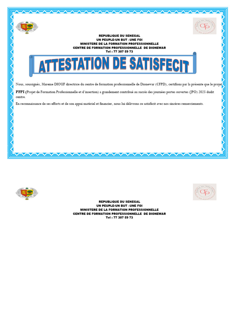 Satisfecit du CFPD pour le PFPI | PDF