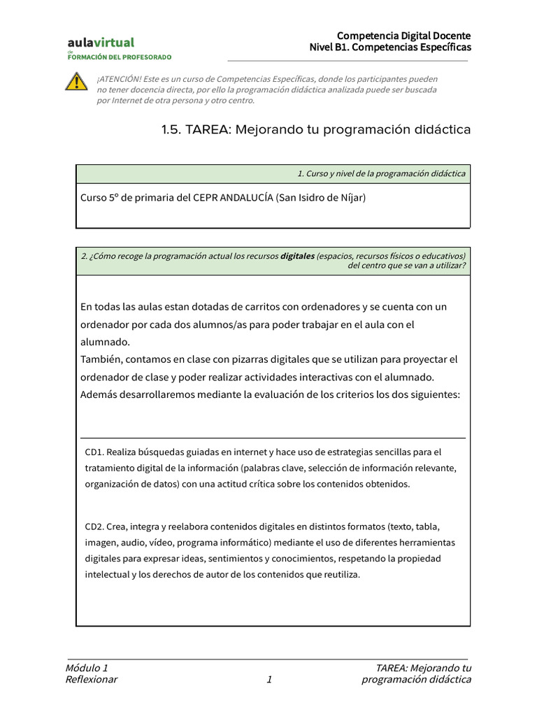 Tarea 1.5. Propuesta de Mejora Didáctica - AlbertoRuizDelgado | PDF ...
