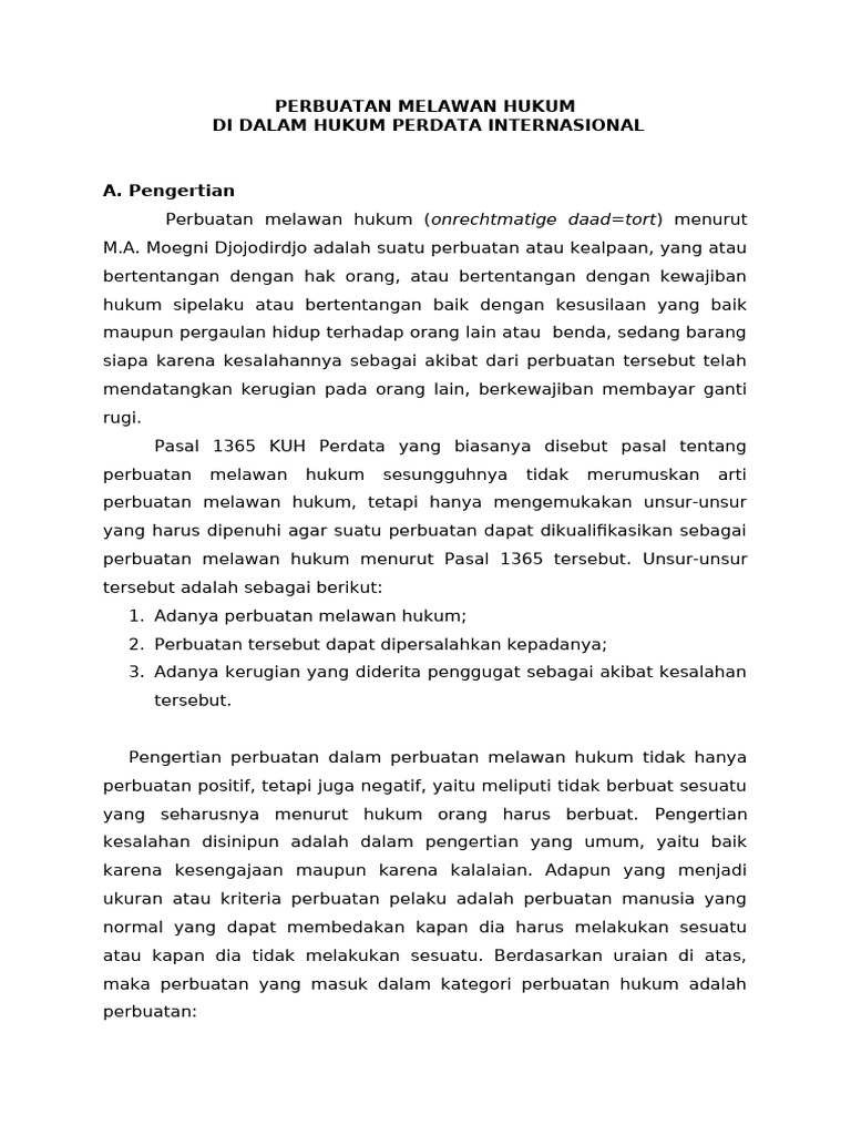 Perbuatan Melawan Hukum dalam HPI | PDF