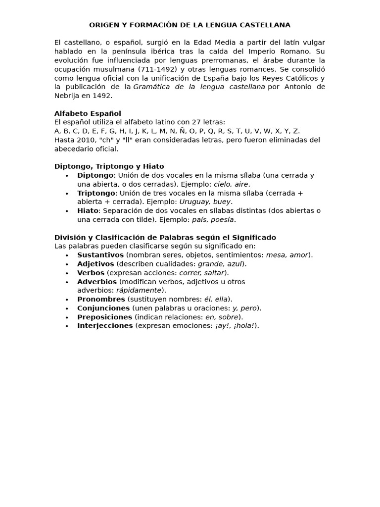 Origen y Formación de La Lengua Castellana | PDF