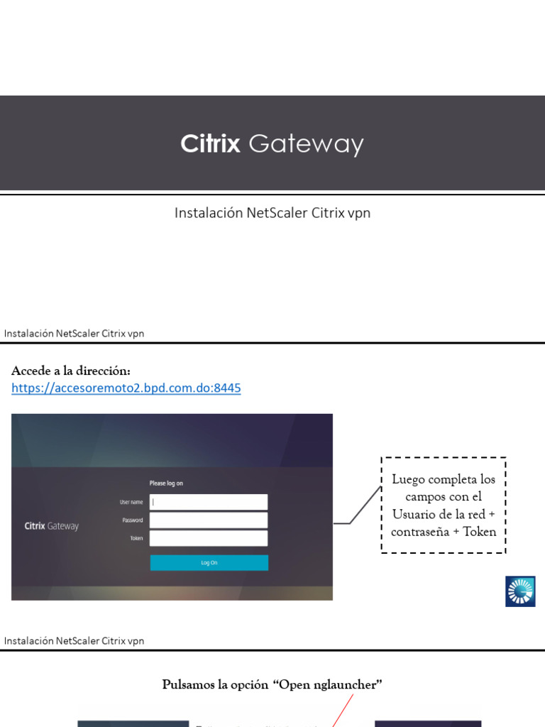 Guía de Instalación Citrix VPN NetScaler | PDF | Red privada virtual ...