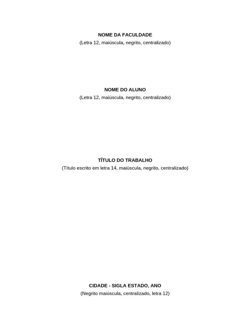 Modelo Trabalho Dentro Das Normas Abnt | PDF | Caixa alta e caixa baixa ...