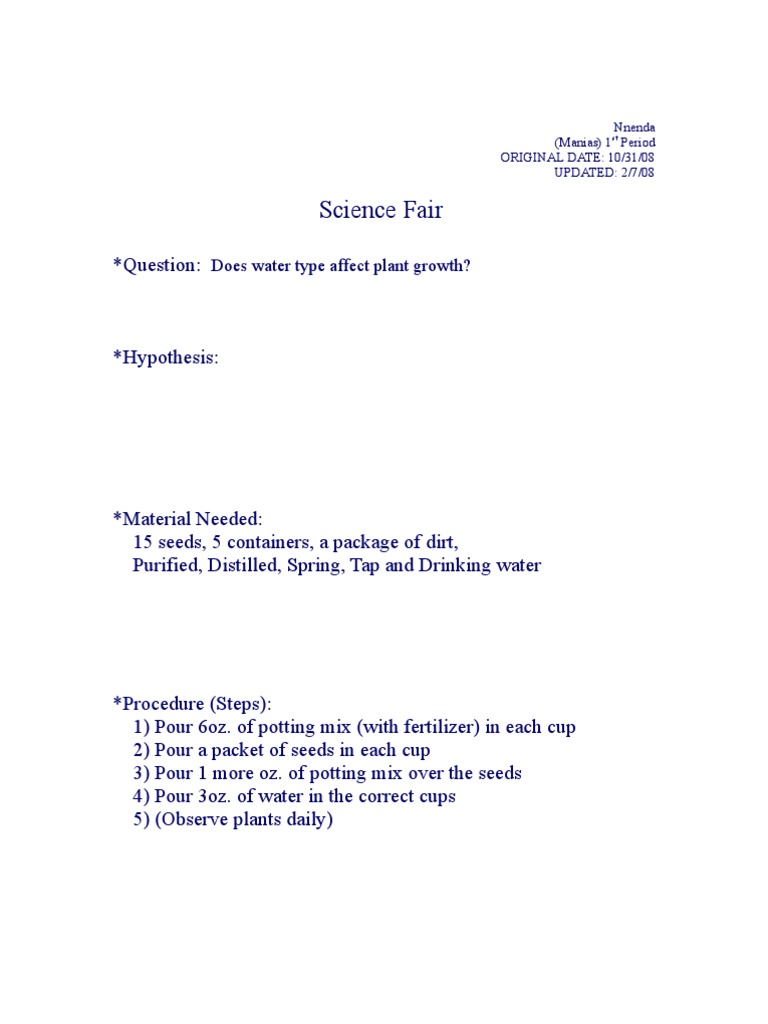 Science Fair | PDF | Home & Garden