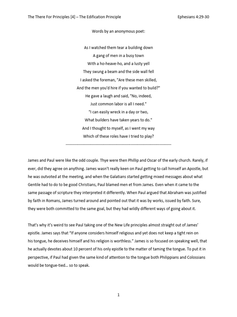 The There For Principle (4) - The Edification Principle | PDF | Paul ...