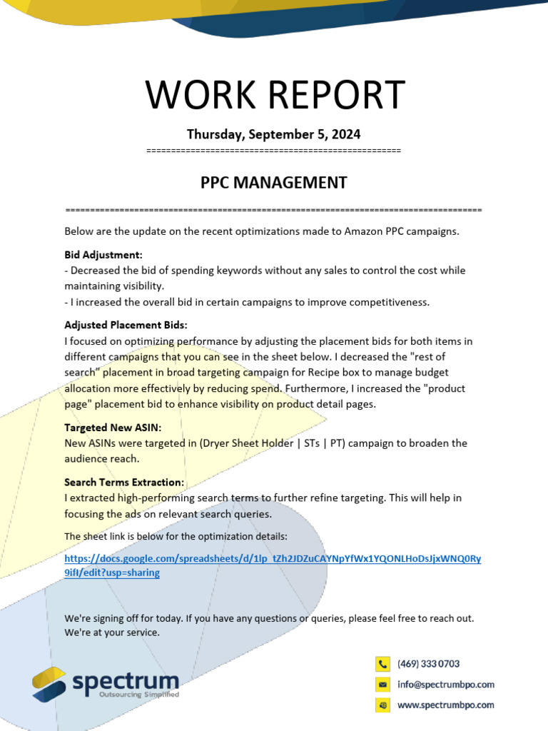 Work Report SC - 5-9 | PDF