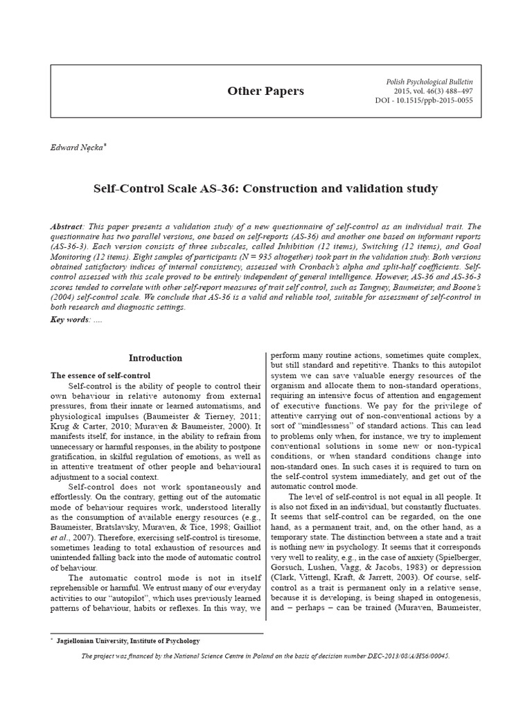 Understanding Self-Control Dynamics | PDF | Self-Management | Self Control