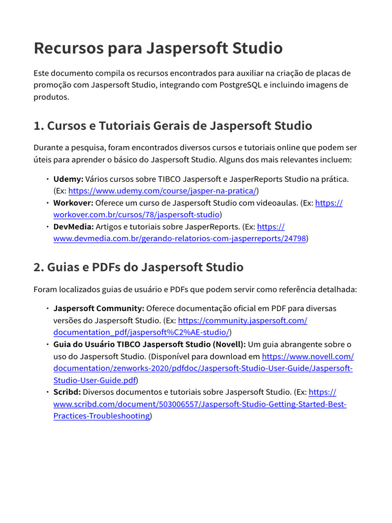 Recursos Jaspersoft Studio | PDF | Informática | Programas