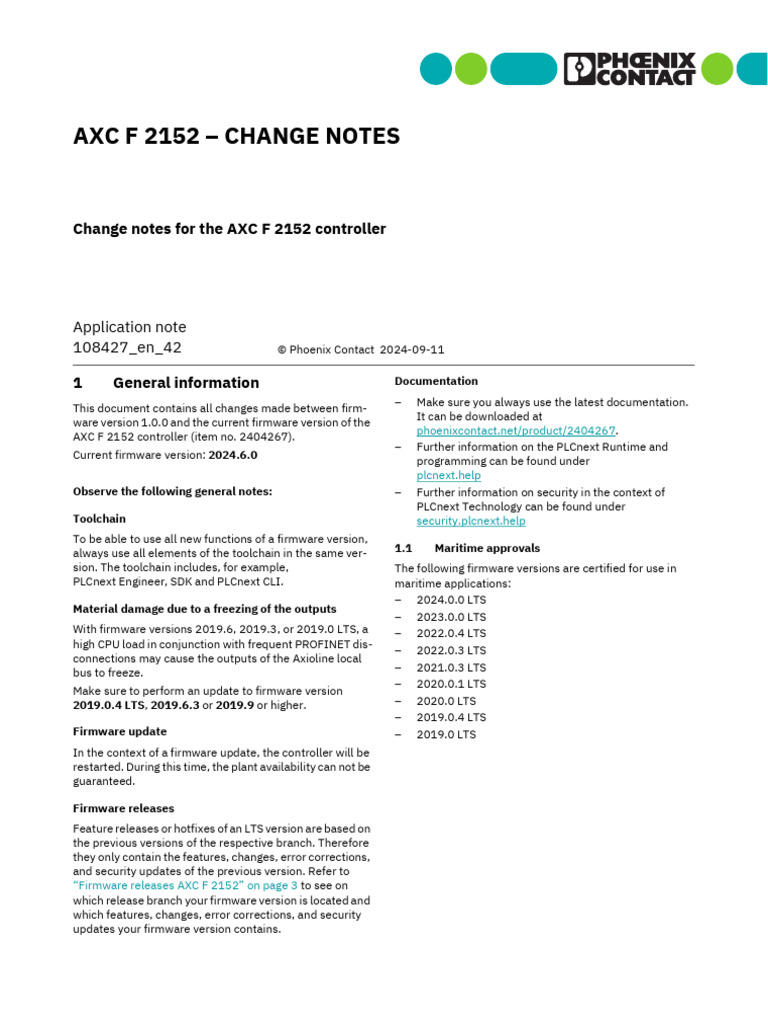AXC F 2152 Firmware Change Notes | PDF | Computer Engineering ...