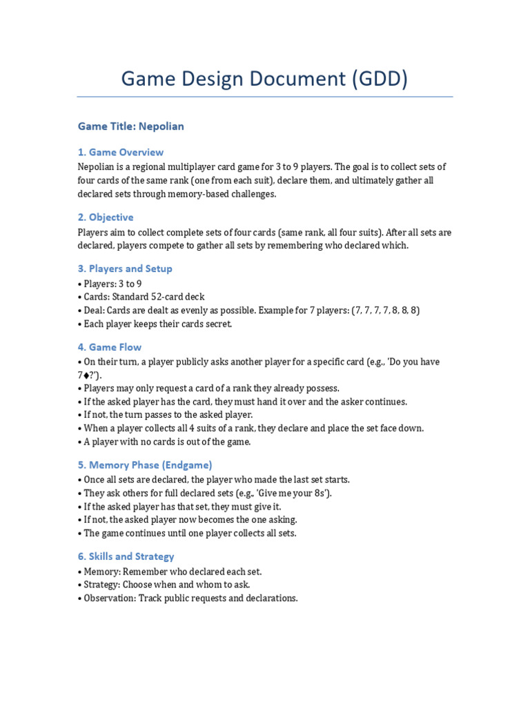 Nepolian Game Design Document | PDF