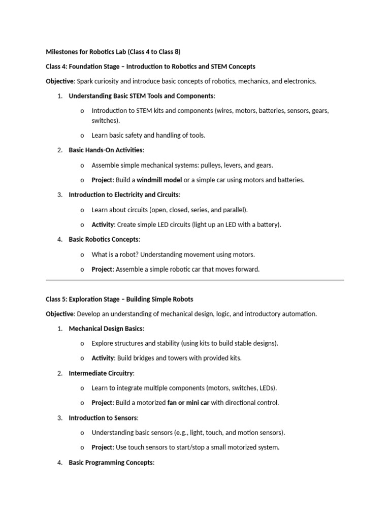 Robotics Lab Curriculum Overview | PDF | Robotics | Robot