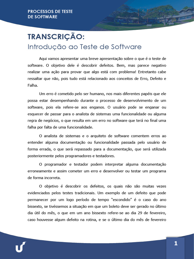 Transcrição - Introdução Ao Teste de Software | PDF | Testes de ...