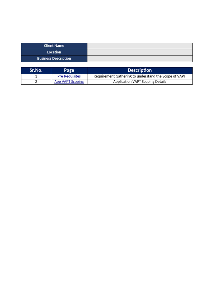 VAPT Scoping Questionnaire Overview | PDF | World Wide Web | Internet & Web
