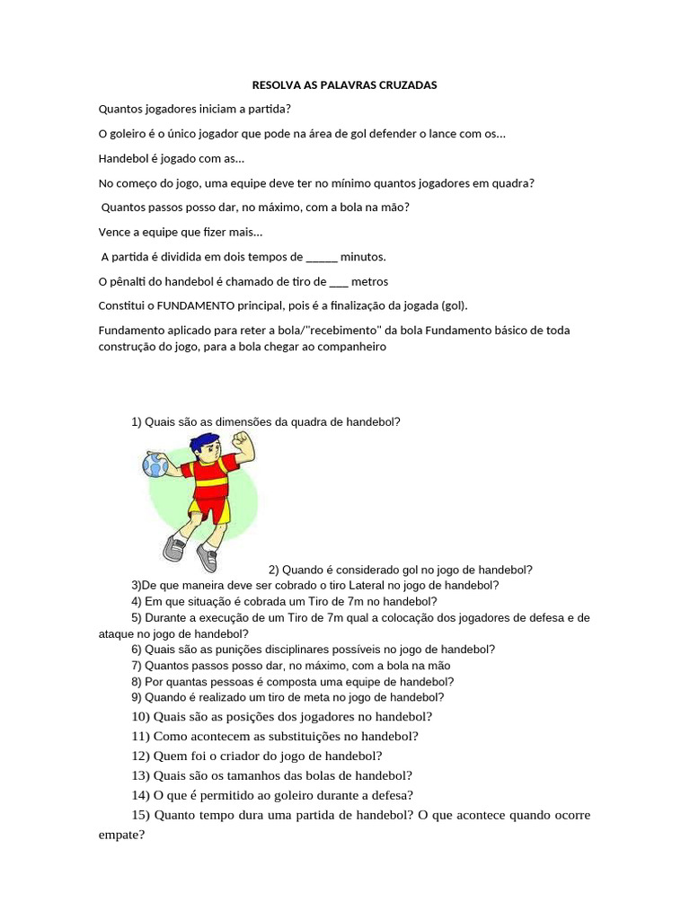 Perguntas sobre Regras do Handebol | PDF