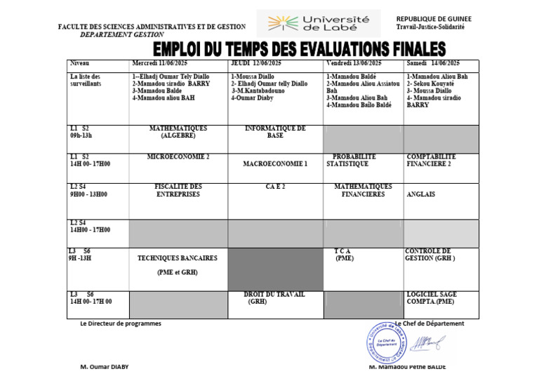 Surveillance des examens à la FSAG 2025 | PDF