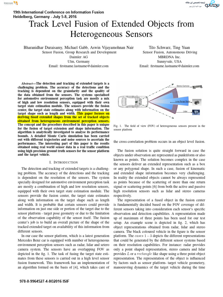 Extended Object Tracking with Sensor Fusion | PDF | Lidar | Sensor