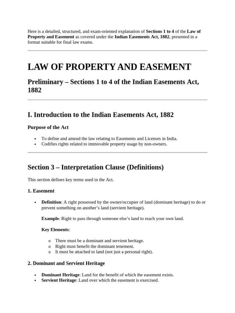 Indian Easements Act: Sections 1-4 Overview | PDF | Lease | Mortgage Law