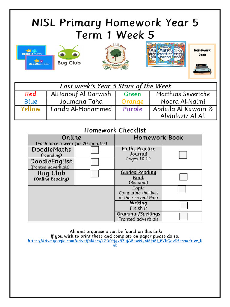 NISL Primary Homework Week 5 | PDF