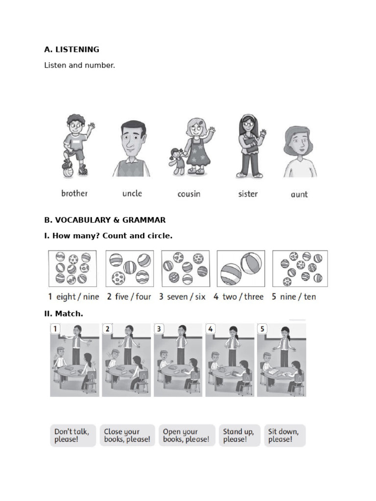Listen and Number.: A. Listening | PDF