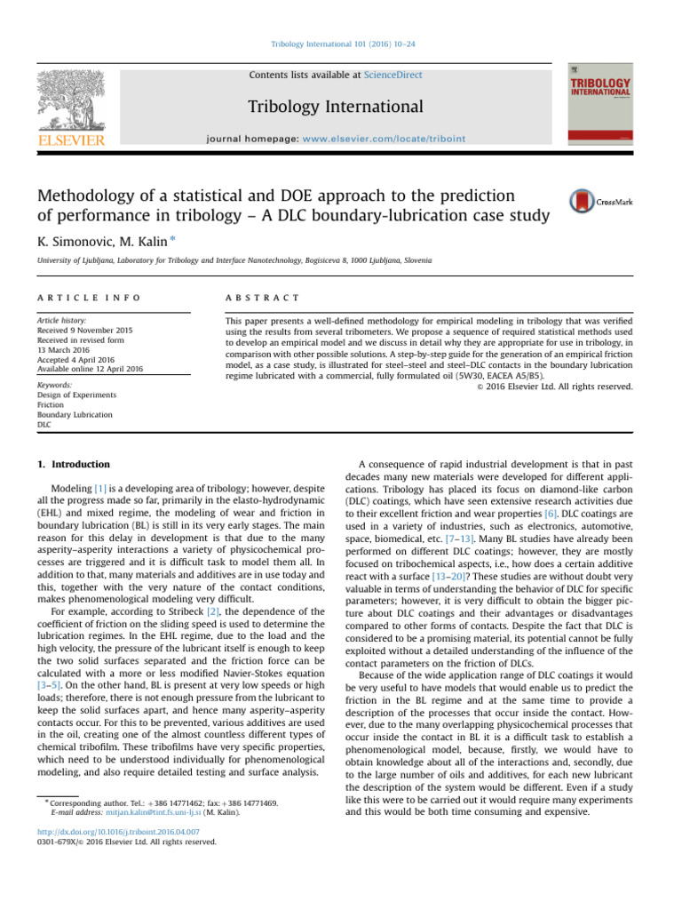 Statistical Modeling in Tribology Study | PDF | Regression Analysis ...