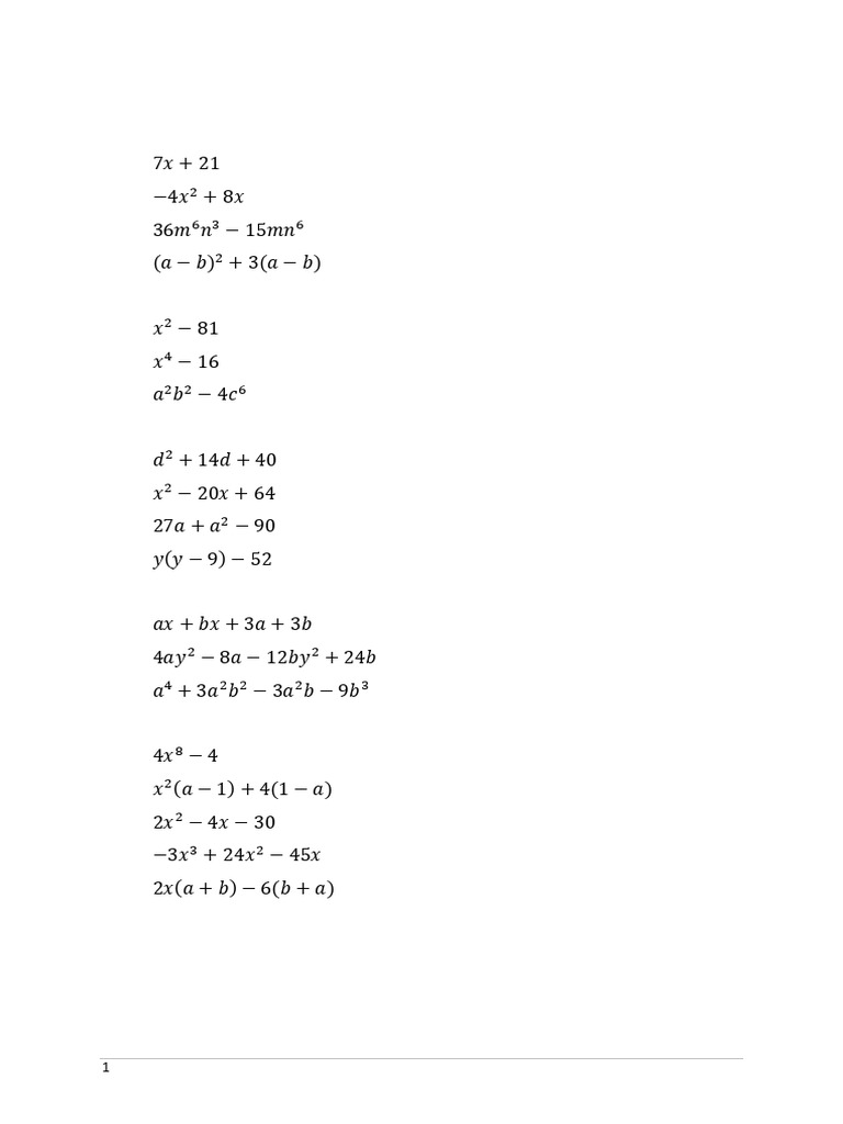 Factorisation Techniques and Examples | PDF