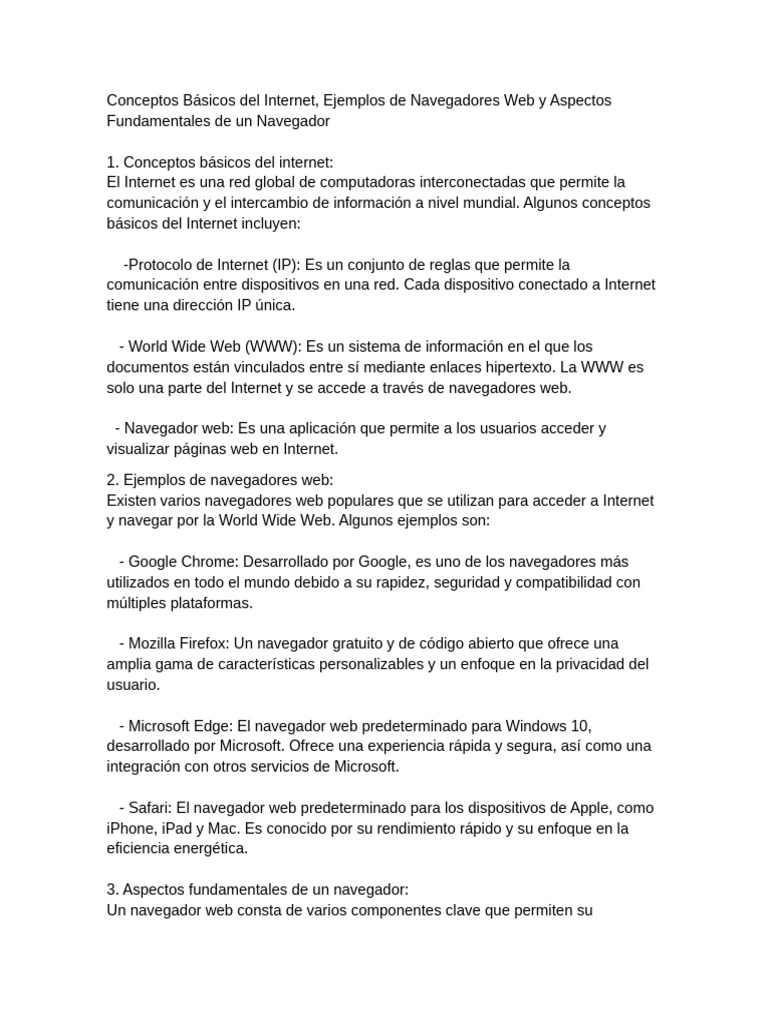 Navegadores Web: Conceptos y Ejemplos | PDF | Red mundial | Internet y web