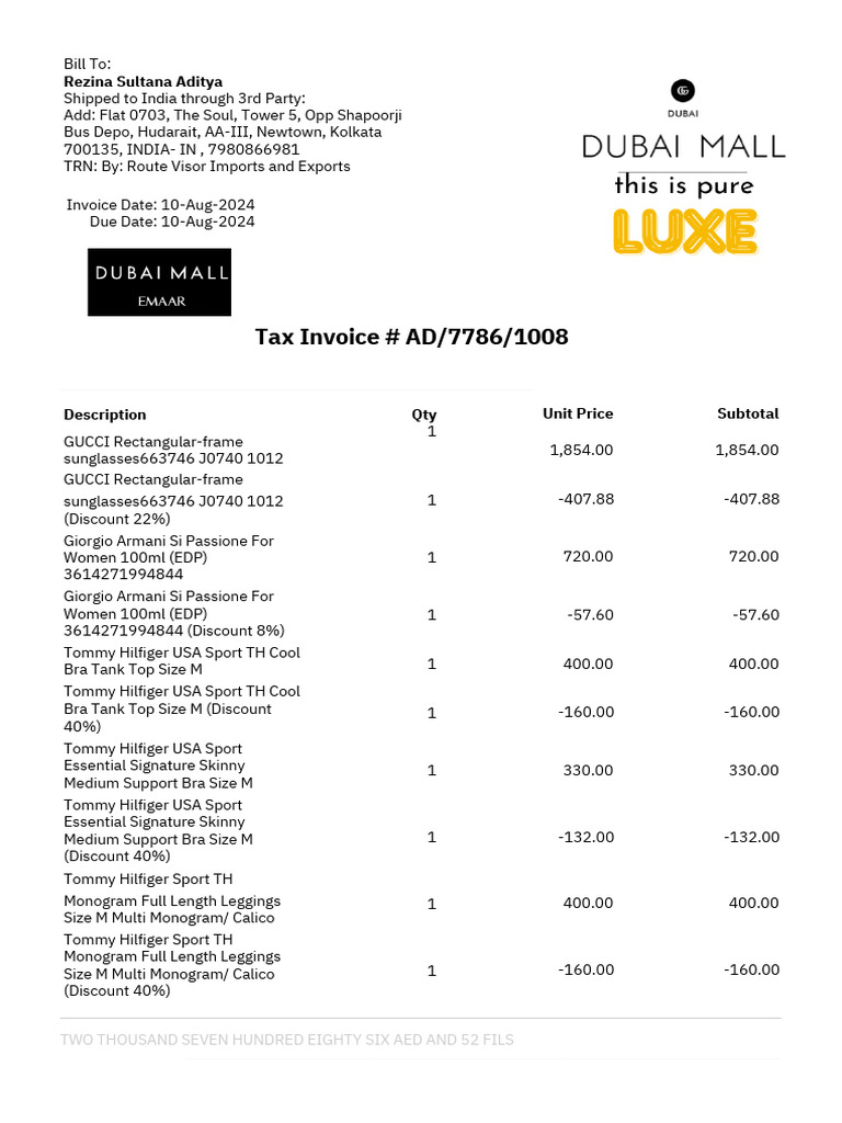 Invoice AD 7786 1008 PDF | PDF