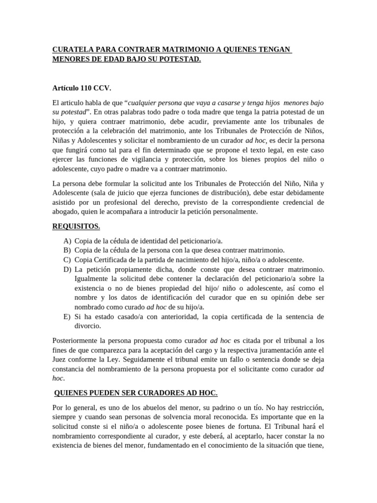 Curatela para Contraer Matrimonio | PDF | Divorcio | Certificado de ...