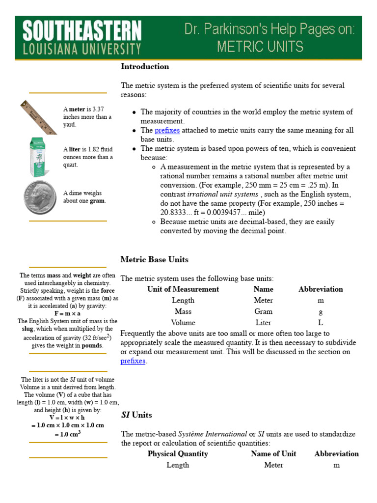 SI vs Metric System Explained | PDF | International System Of Units ...