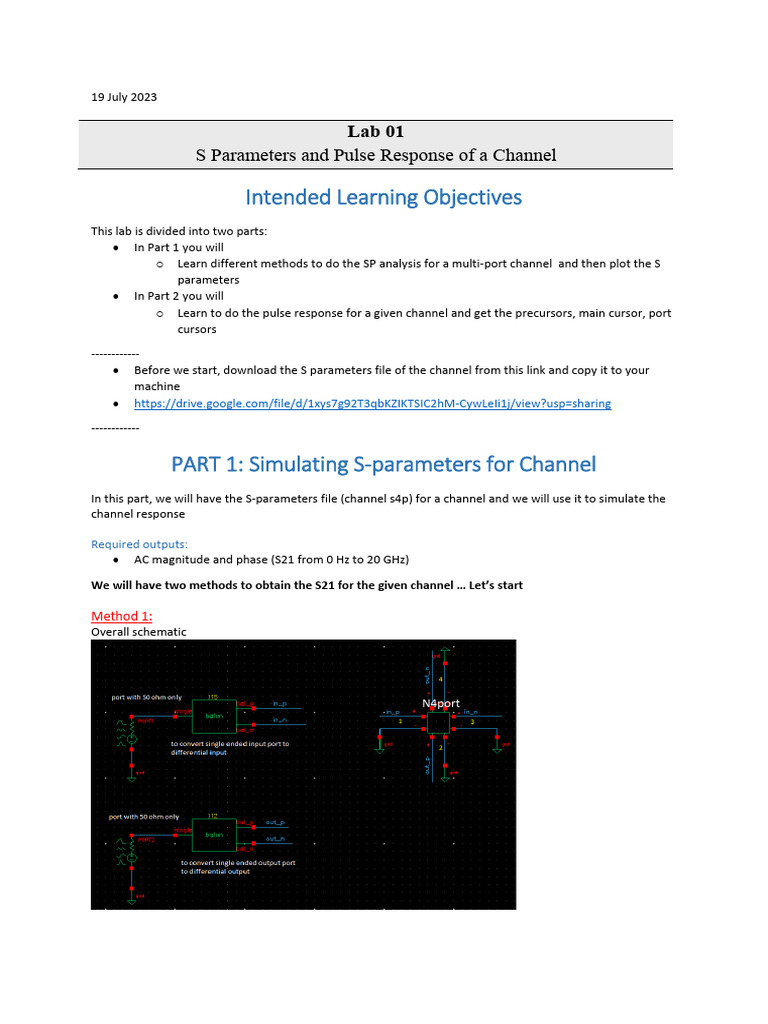 S-Parameters and Pulse Response Lab Guide | PDF | Electrical Impedance ...
