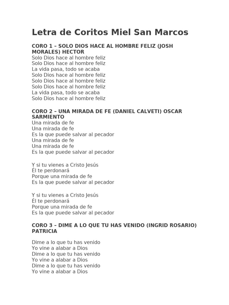 Letra Coritos Voces | PDF | Contenido bíblico