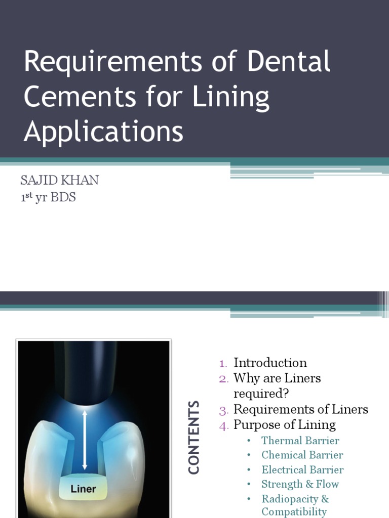 Dental Liners: Requirements and Applications | PDF | Varnish | Materials