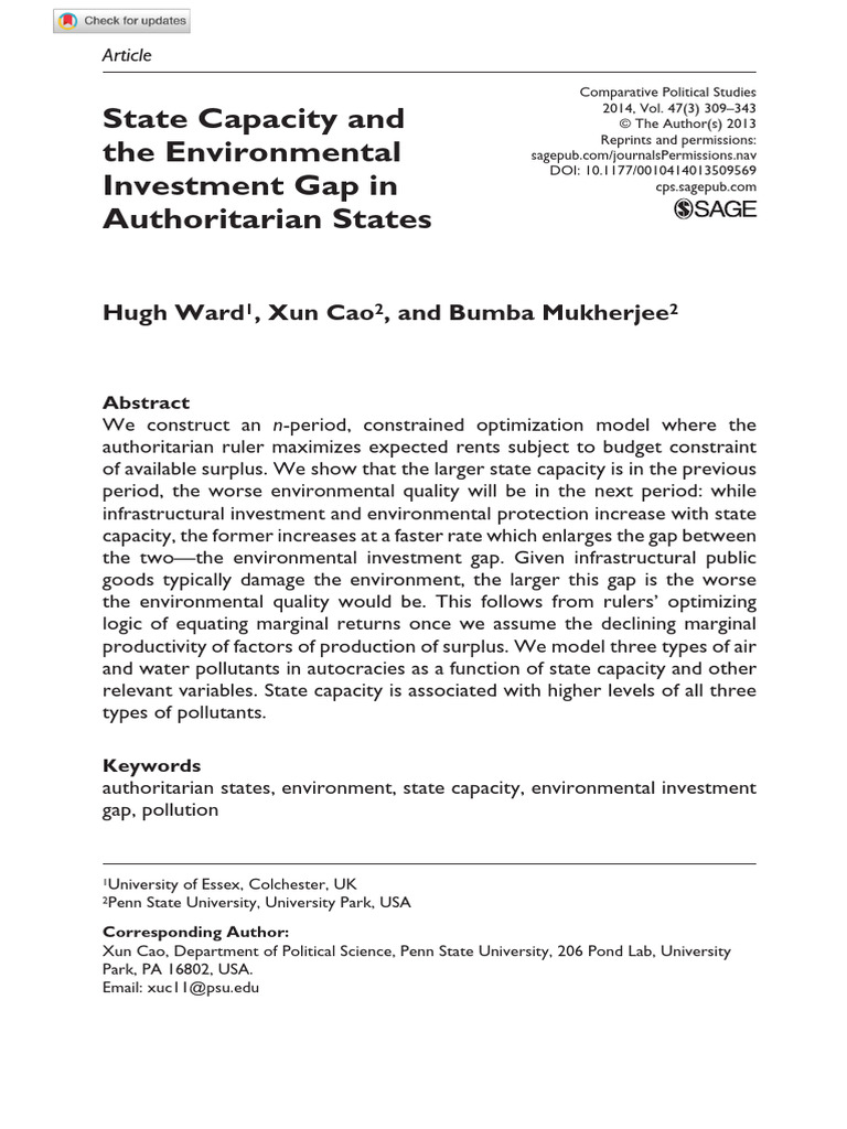 State Capacity and the Environmental Investment Gap in Authoritarian ...