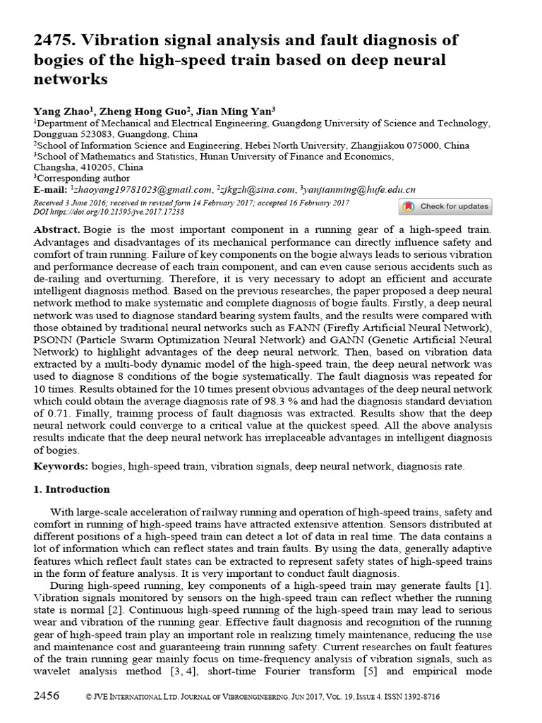 Vibration Signal Analysis and Fault Diagnosis of B | PDF | Deep ...