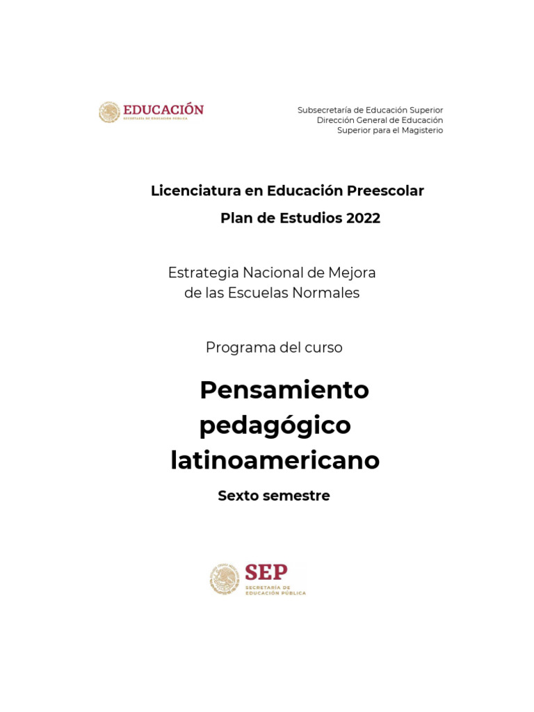 Pensamiento Pedagógico Latinoamericano | PDF | Plan de estudios ...