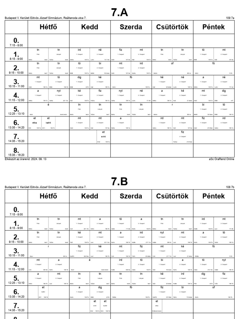 Hétfő Kedd Szerda Csütörtök Péntek 0. 1. 2. 3. 4. 5. 6. 7. 8 | PDF