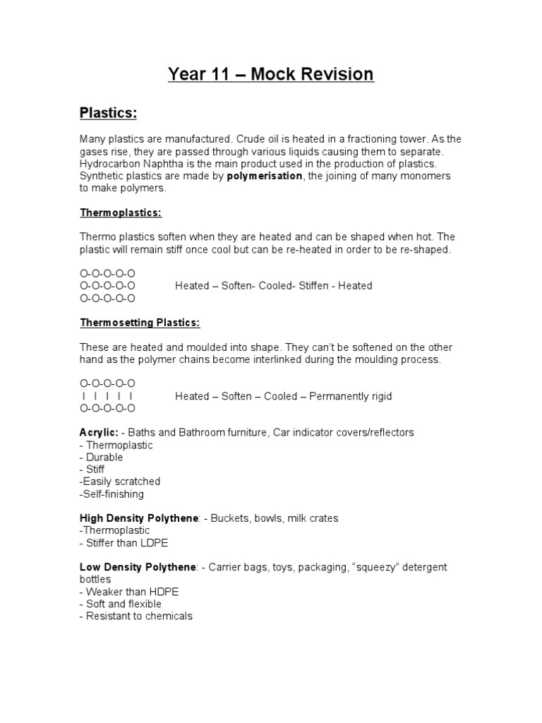 Year 11 - Mock Revision | PDF | Soldering | Adhesive