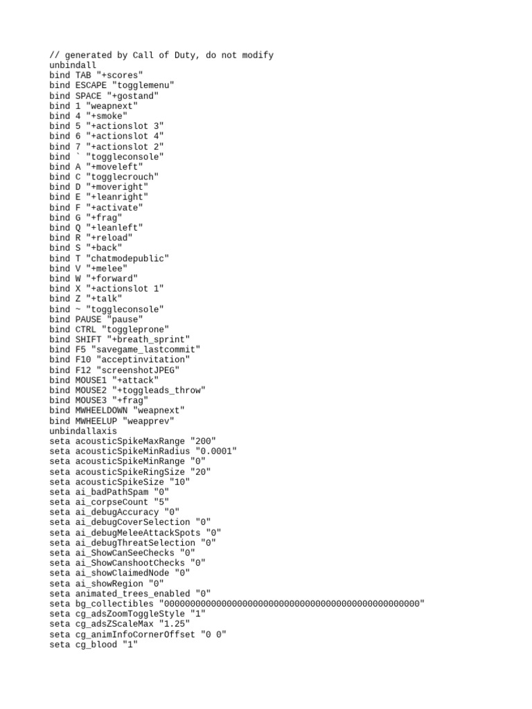 Call of Duty Configuration Settings | PDF
