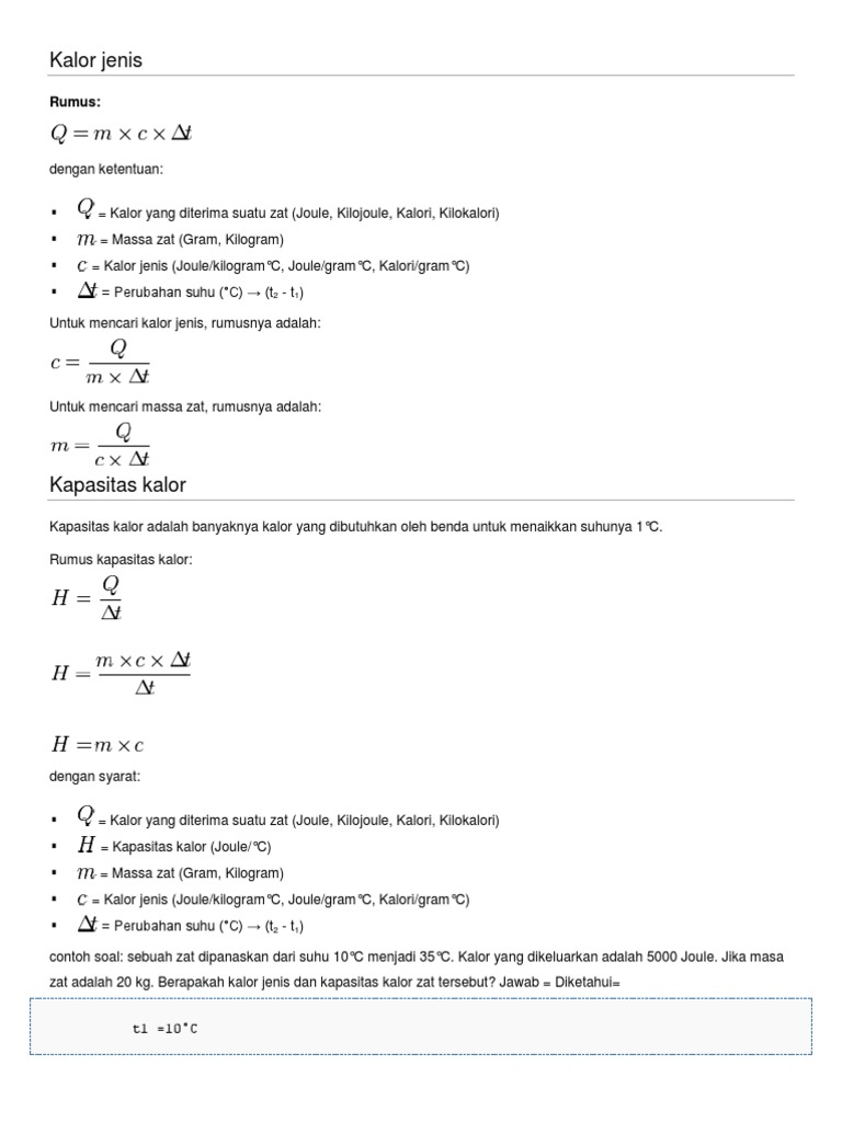 Rumus Kalor